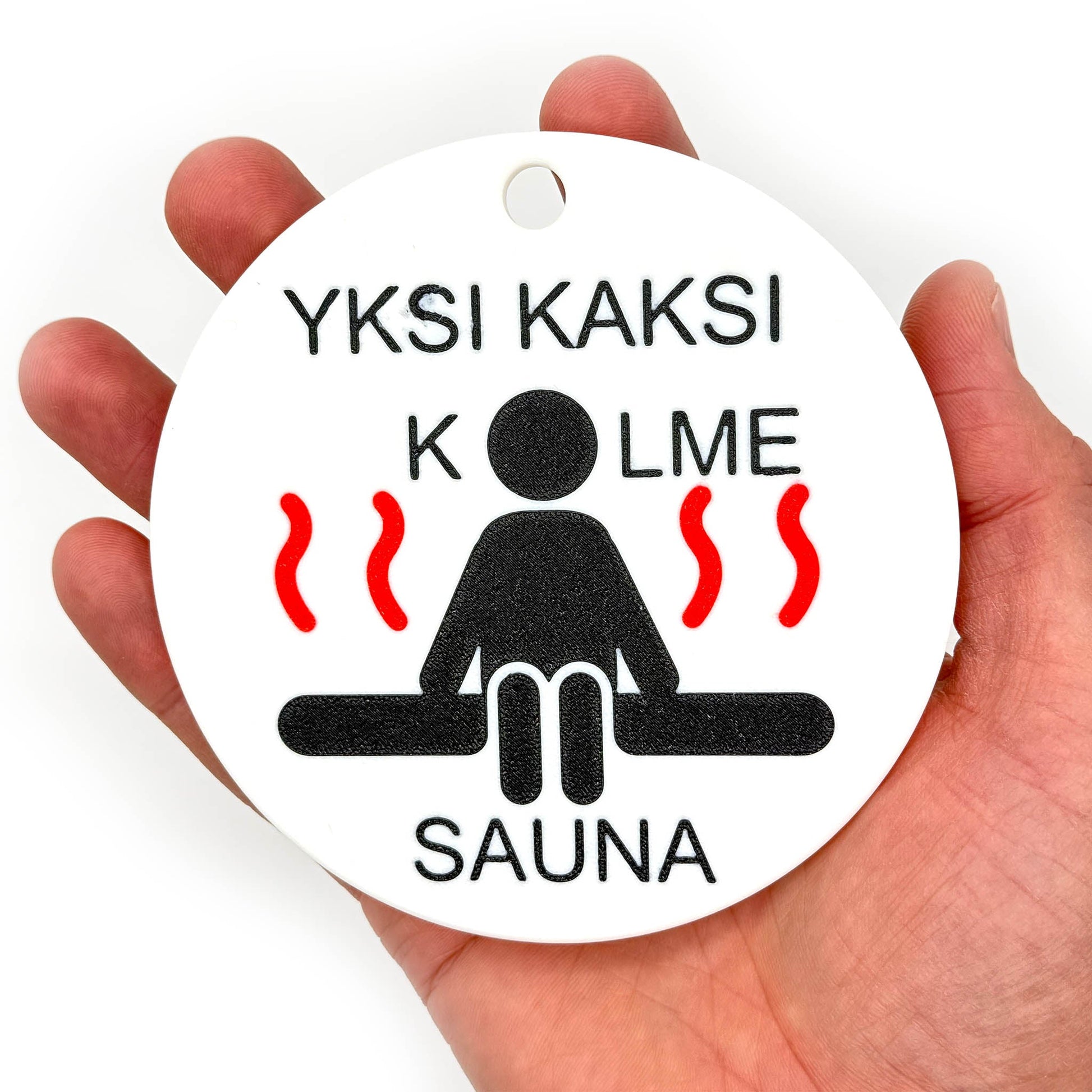 "Yksi, Kaksi, Kolme, Sauna" - Ovikyltti ja Avaimenperä - Petskun Kauppa